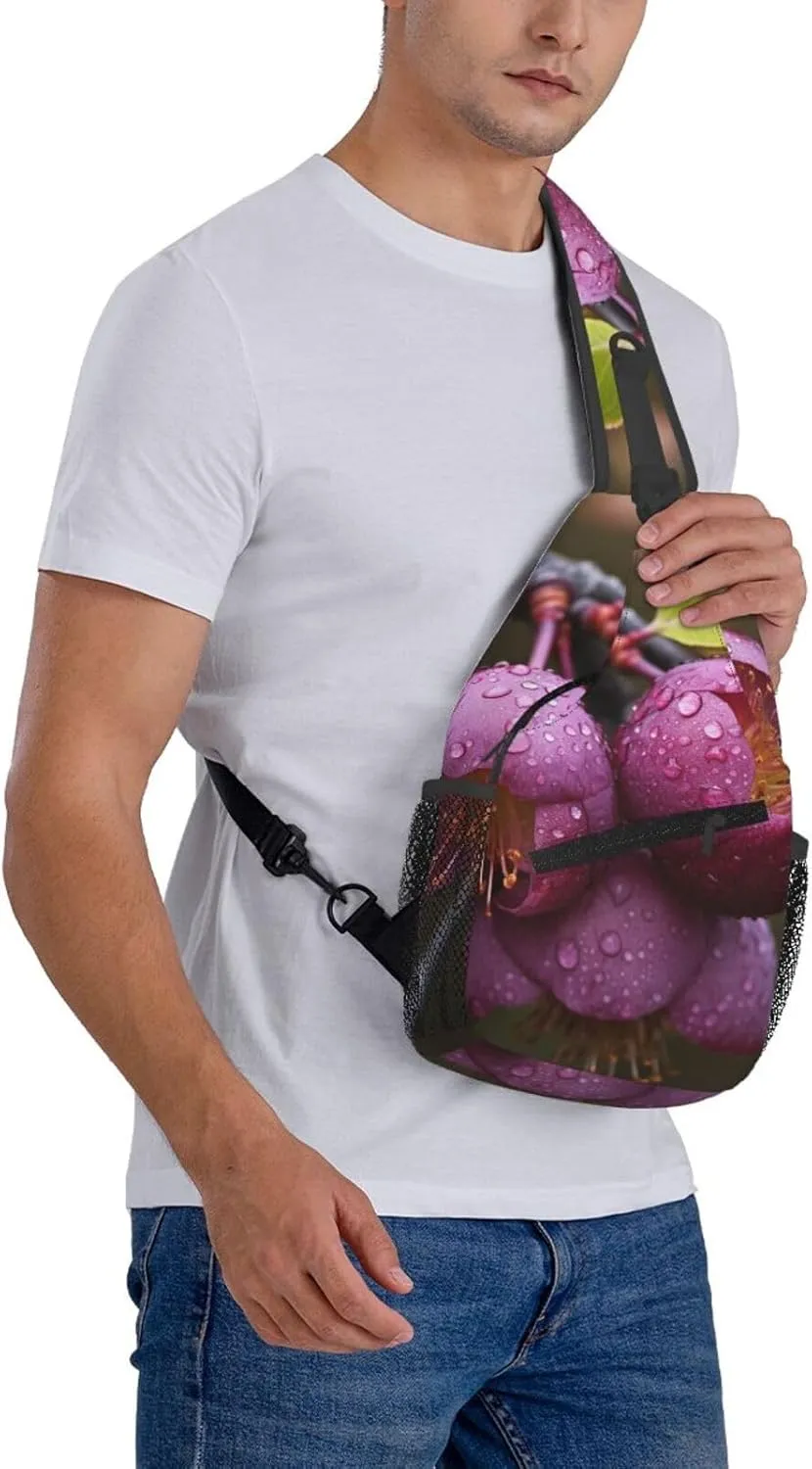 Blooming Plum Sling Bag Backpack For Men Cross Chest Bag Crossbody Shoulder Bag Travel Hiking Daypack