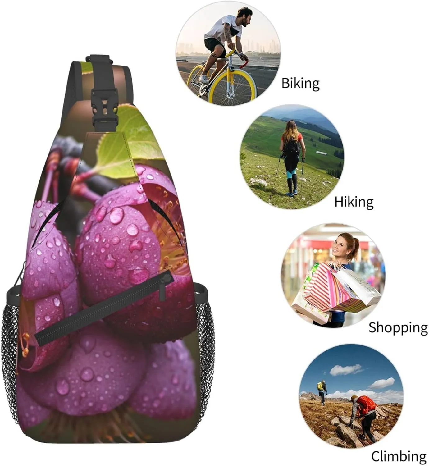 Blooming Plum Sling Bag Backpack For Men Cross Chest Bag Crossbody Shoulder Bag Travel Hiking Daypack