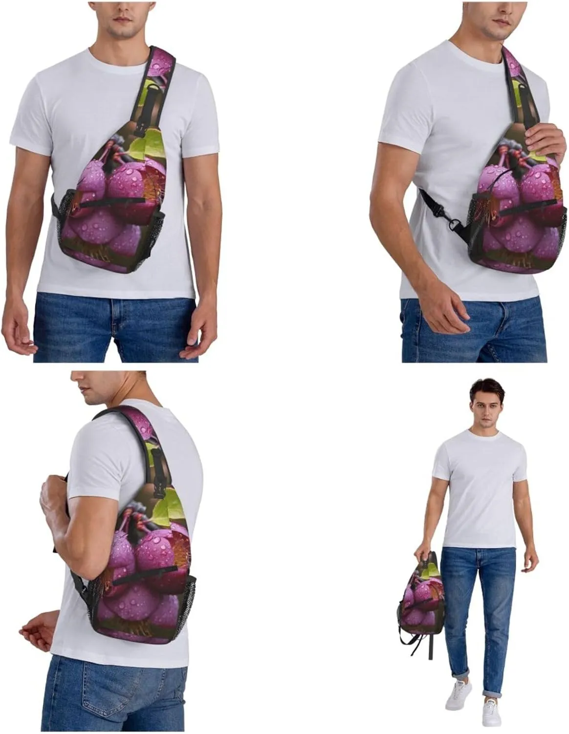 Blooming Plum Sling Bag Backpack For Men Cross Chest Bag Crossbody Shoulder Bag Travel Hiking Daypack