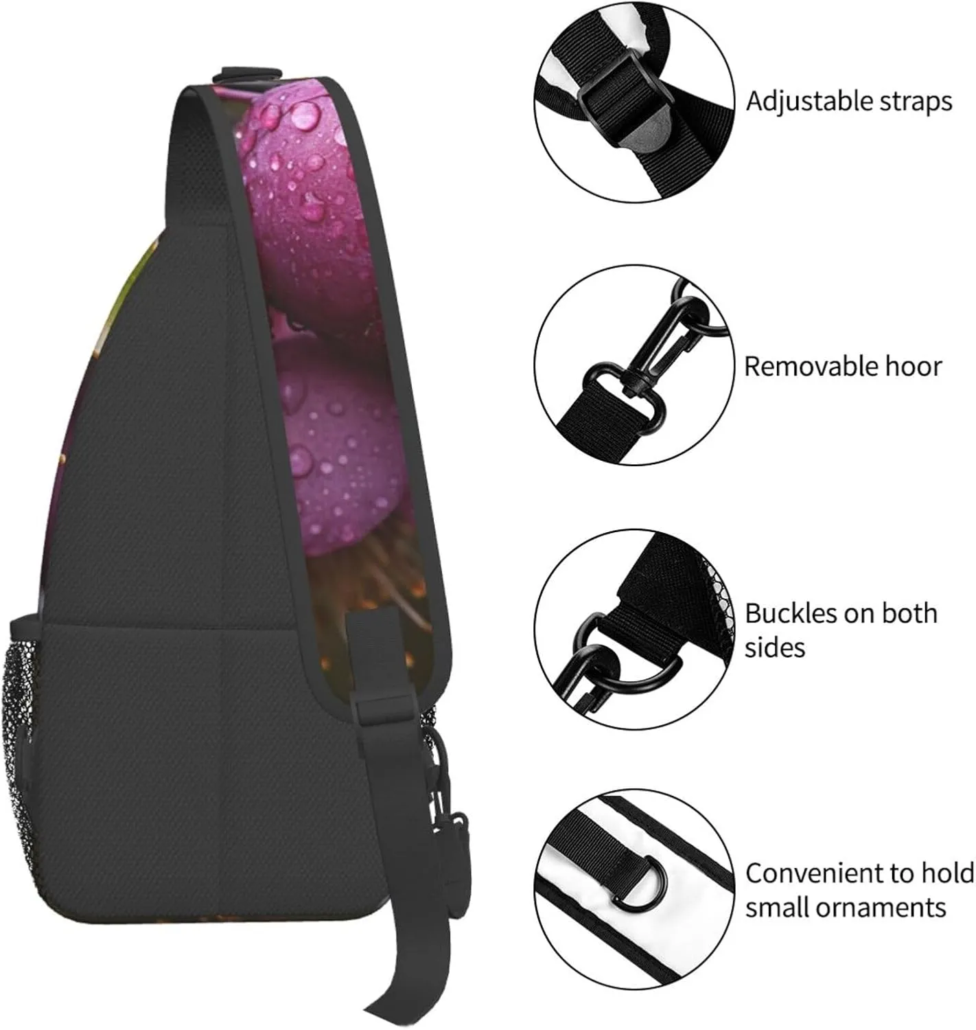 Blooming Plum Sling Bag Backpack For Men Cross Chest Bag Crossbody Shoulder Bag Travel Hiking Daypack