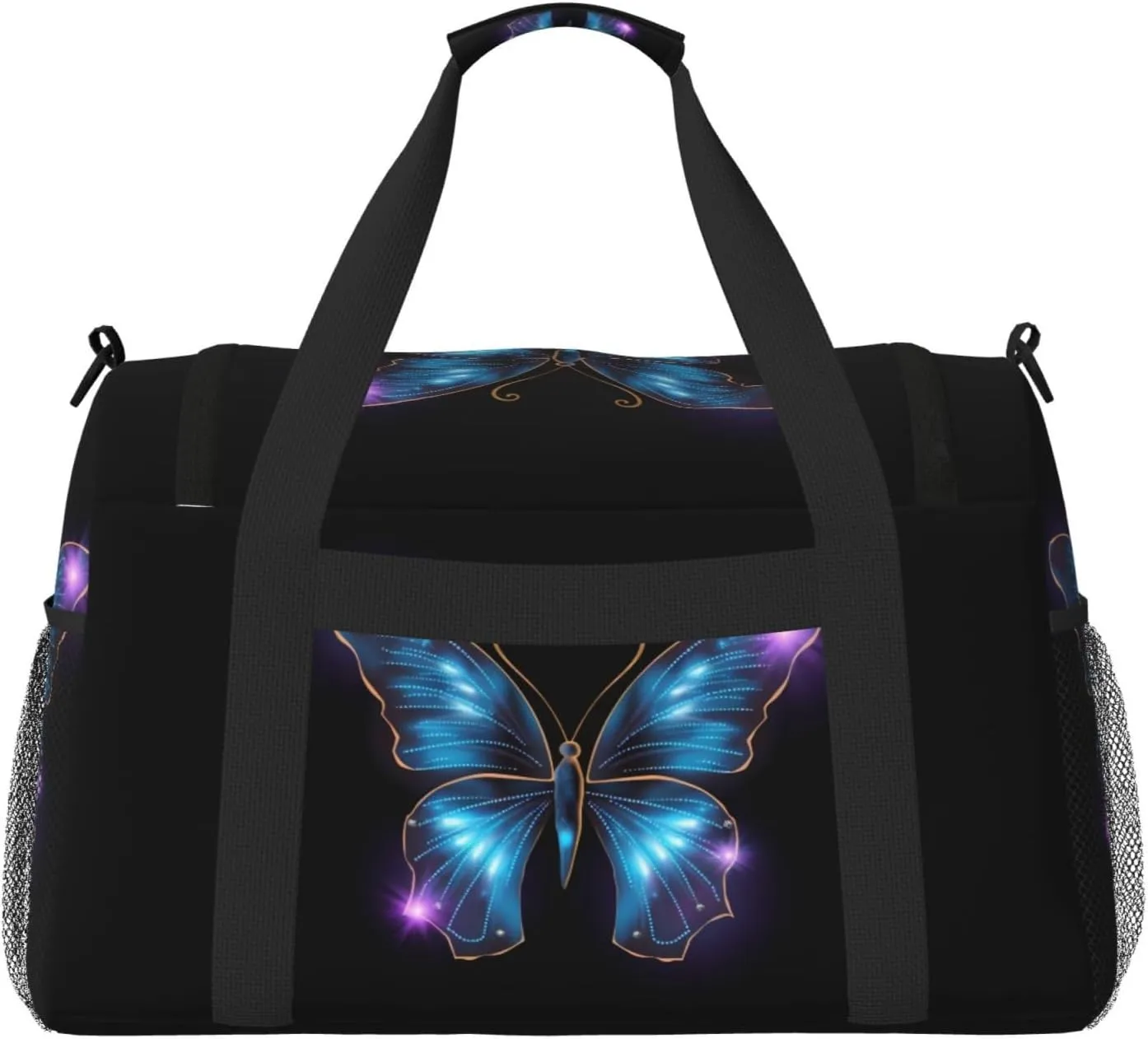 Blue Butterfly Big Capacity Sports Gym Bag Portable Travel Duffle Bag, Purple Star Lightweight Weekender Workout Bag for Overnight, Unisex