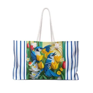 Blue Jays in a Spring Garden Weekender Bag