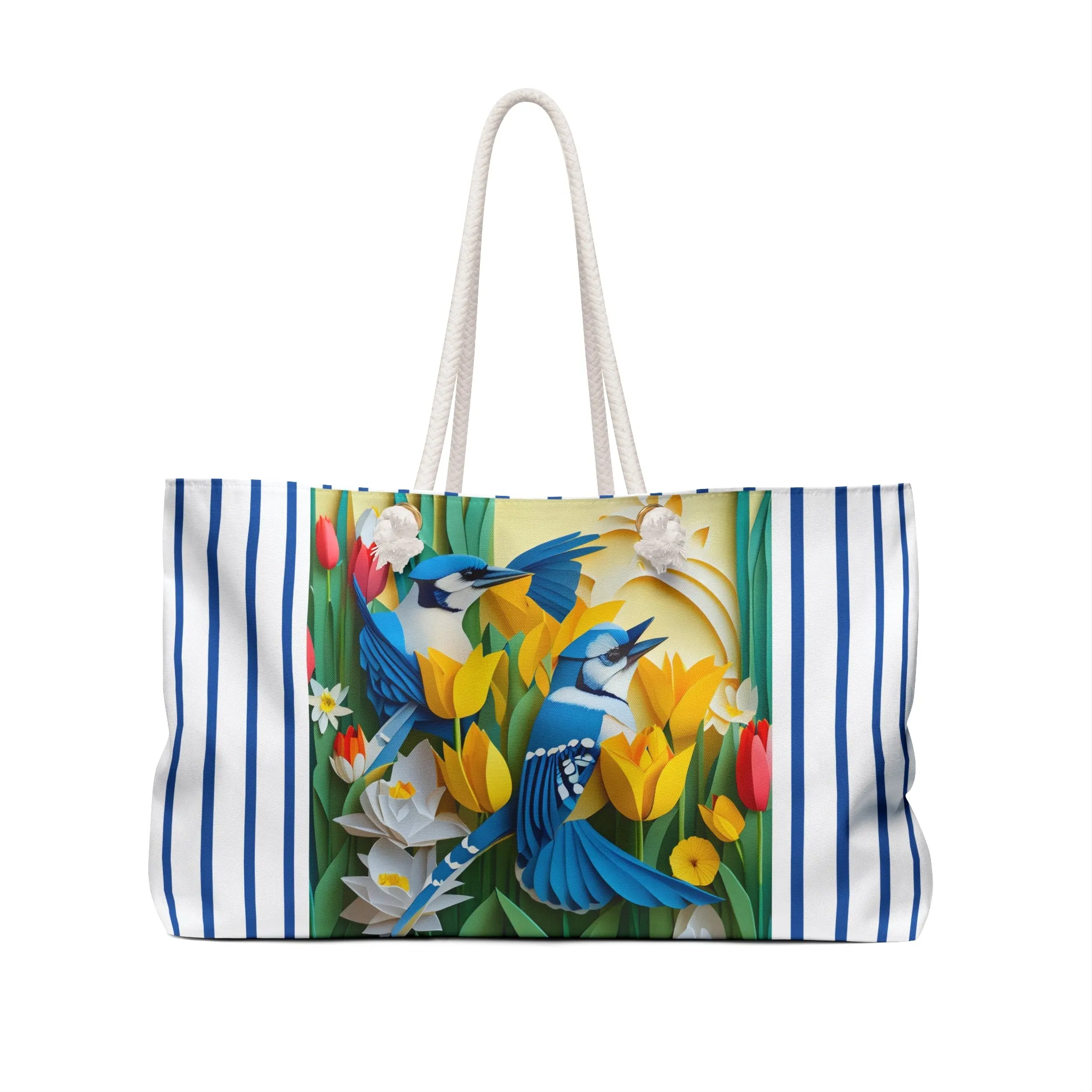 Blue Jays in a Spring Garden Weekender Bag