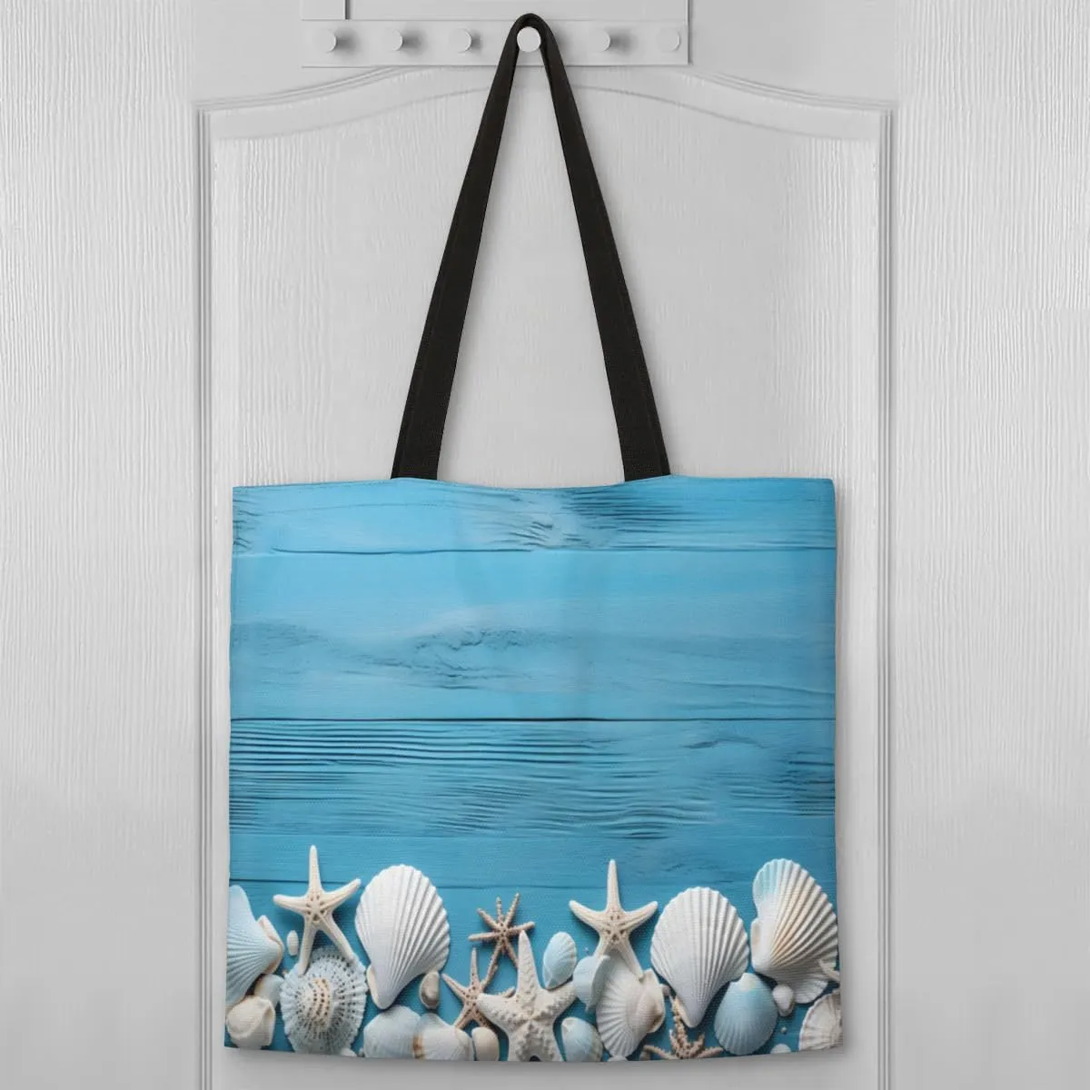 Blue Ship On Ocean Rough Waves Canvas Tote Bag for Women Men Stylish Tote Handbag Shoulder Bag Reusable Grocery Bag
