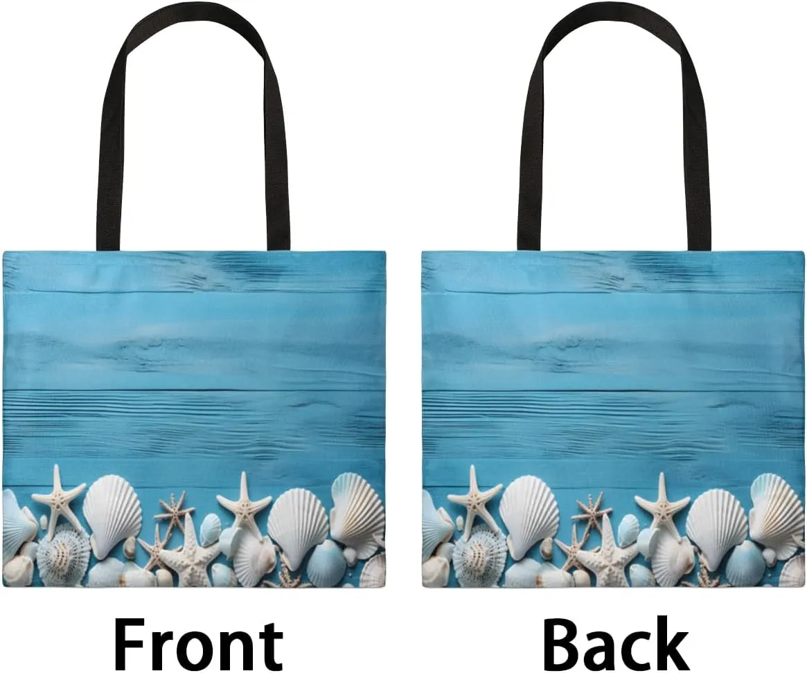 Blue Ship On Ocean Rough Waves Canvas Tote Bag for Women Men Stylish Tote Handbag Shoulder Bag Reusable Grocery Bag