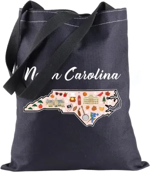 BLUPARK North Carolina Map Tote Bag North Carolina Travel Shopping Bag Gift For Someone Moving To North Carolina