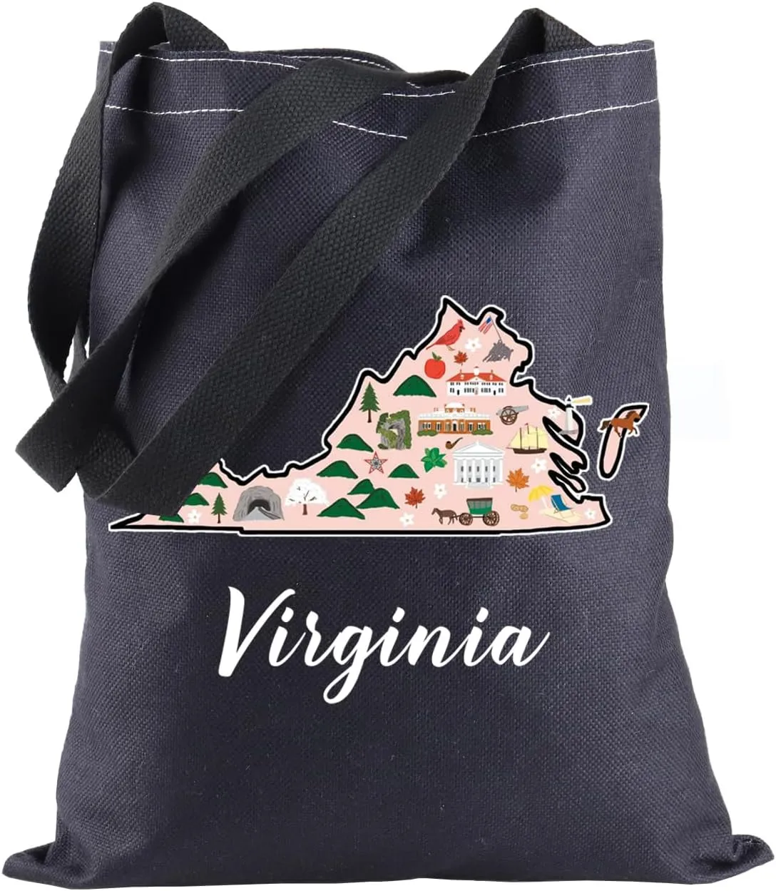 BLUPARK Virginia Locale Tote Bag Born in Virginia Gift Virginia Travel Shopping Bag Virginia Map Gift