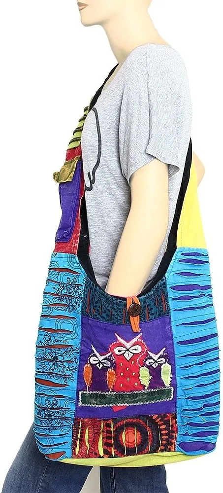 Bohemian Hippie Crossbody Shoulder Bag Sling Slouch Hobo Cotton Handmade Variety Patterns