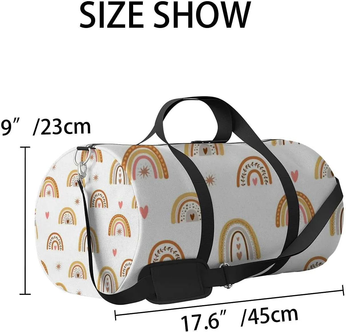 Boho Rainbow Pastel Kid Style Sports Duffel Bag Travel Gym Tote Bags Lightweight Durable Shoulder Strap Waterproof Polyester Outside Mesh Pocket Overnight Trip Duffel Bag for Women Men