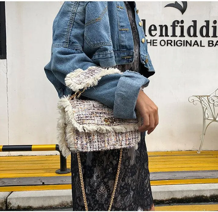 Boho Rug Sling Leather Cream Multicolored Handbag