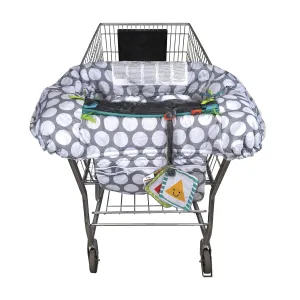 Boppy Preferred Shopping Cart Cover with Storage Pouch, Gray Jumbo Dots with Changeable SlideLine Toy, Plush Minky Seat, 2-Point Safety Belt, Wipeable and Machine Washable, 6-48 Months
