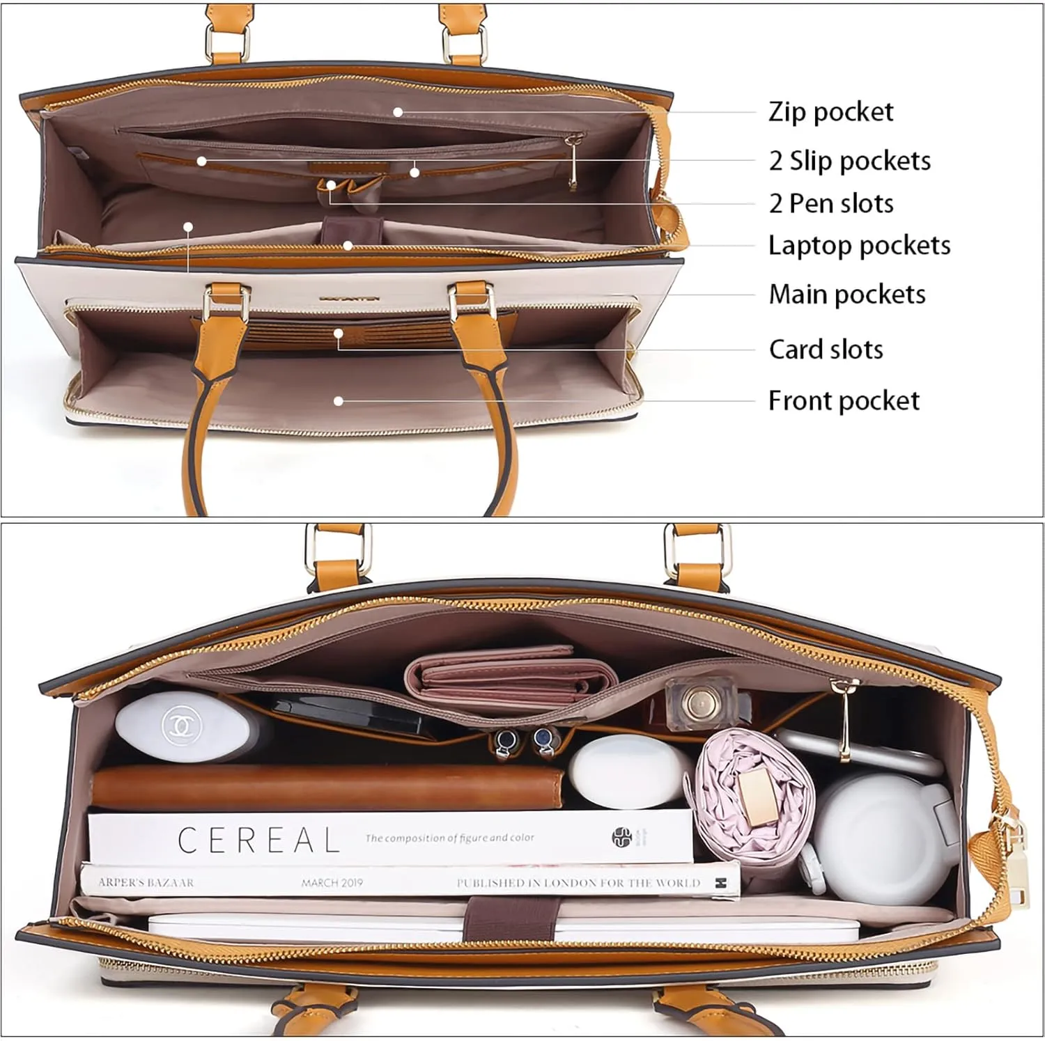 BOSTANTEN Leather Briefcase for Women Vintage 15.6 inch Laptop Bag for Women Business Tote Shoulder Handbag