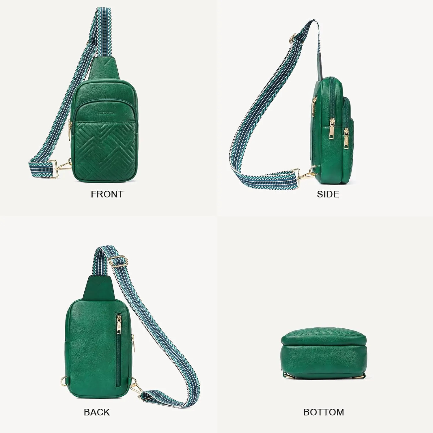 BOSTANTEN Sling Bag Quilted Crossbody Bags for Women Cross Body Purse Leather Fanny Pack with Adjustable Guitar Strap