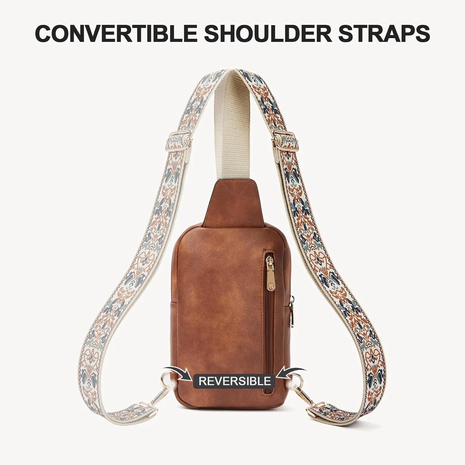 BOSTANTEN Sling Bag Quilted Crossbody Bags for Women Cross Body Purse Leather Fanny Pack with Adjustable Guitar Strap