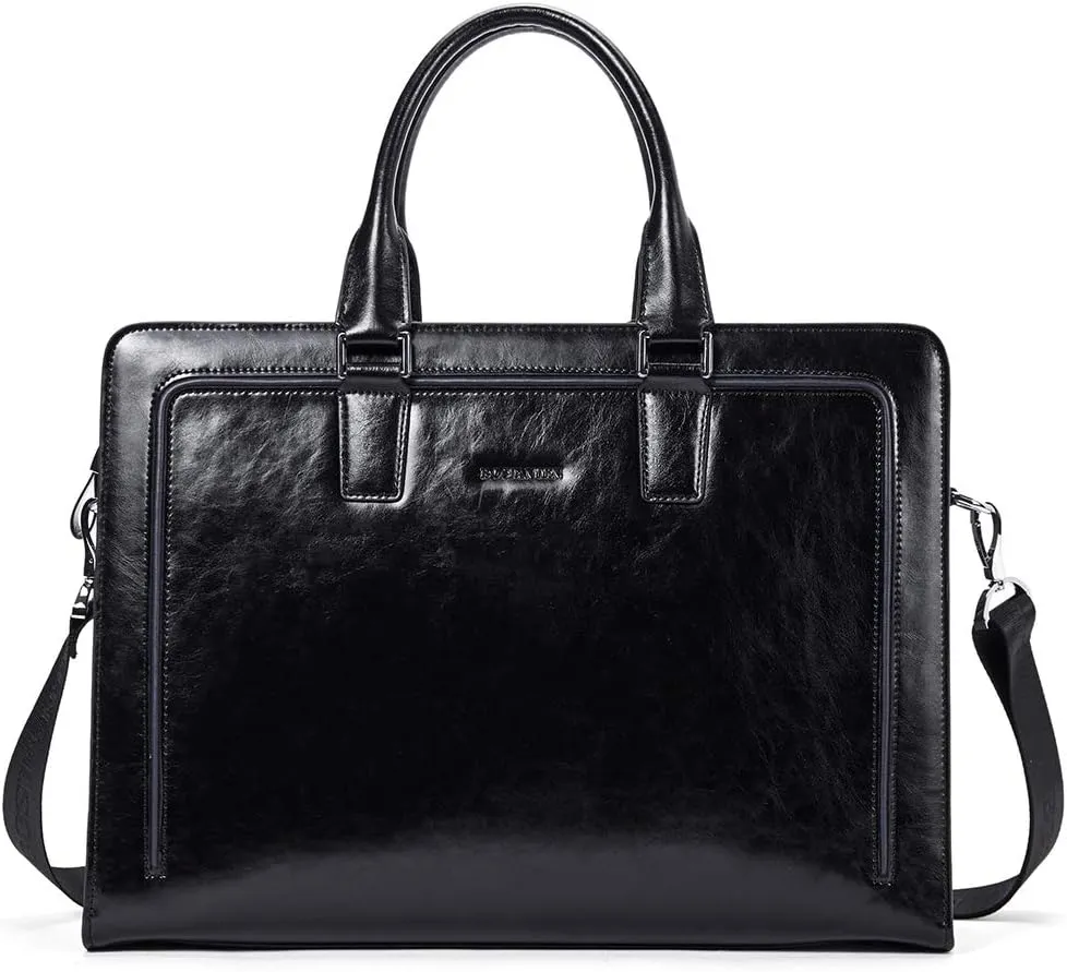 BOSTANTEN Women Genuine Leather Briefcase Tote Business Vintage Handbag 15.6" Laptop Shoulder Bag Brown