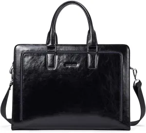BOSTANTEN Women Genuine Leather Briefcase Tote Business Vintage Handbag 15.6" Laptop Shoulder Bag Brown