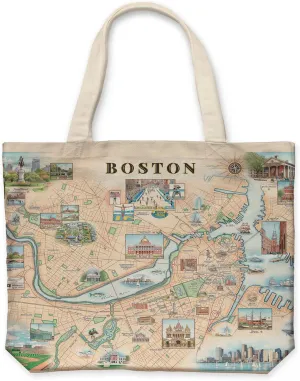 Boston Canvas Tote Bag with Handles, Cloth Grocery Shopping Bag, Reusable & Eco-friendly Bag, 100% Cotton, Washable, 18 wide x 15 tall