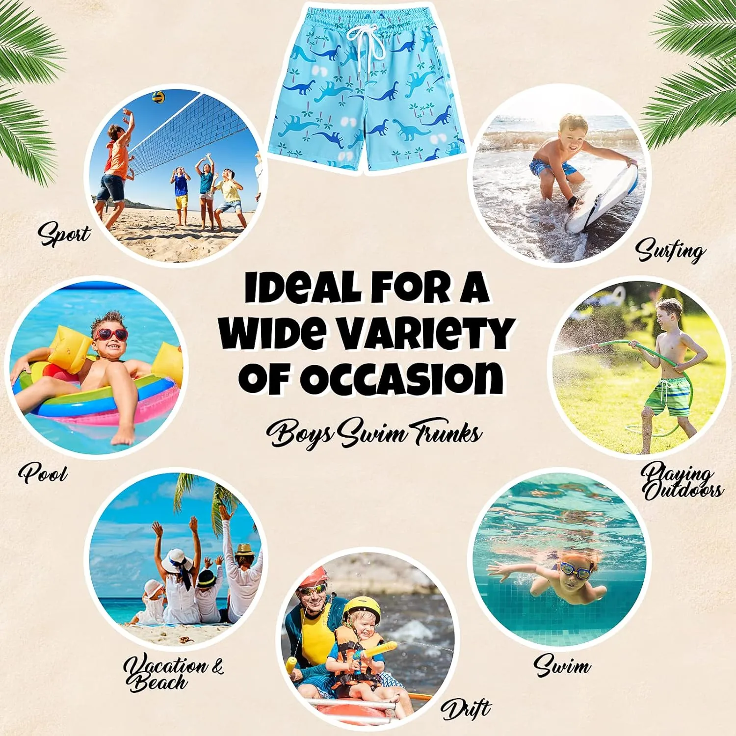 Boys Swim Trunks Bathing Suit Swim Shorts with Boxer Brief Liner Quick Dry Beach Swimsuit Compression