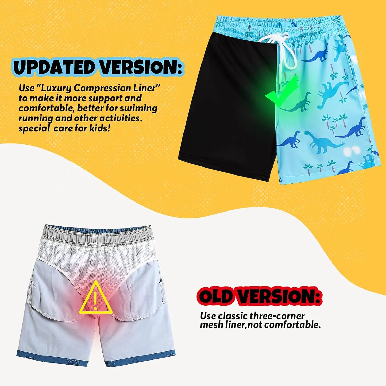 Boys Swim Trunks Bathing Suit Swim Shorts with Boxer Brief Liner Quick Dry Beach Swimsuit Compression