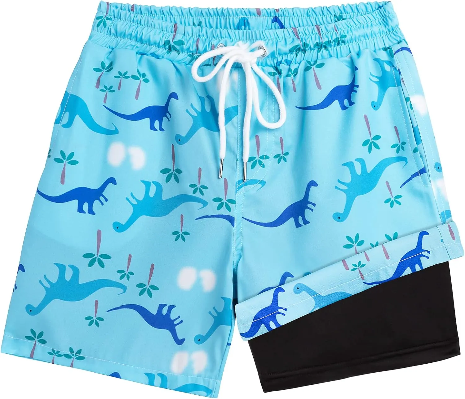 Boys Swim Trunks Bathing Suit Swim Shorts with Boxer Brief Liner Quick Dry Beach Swimsuit Compression