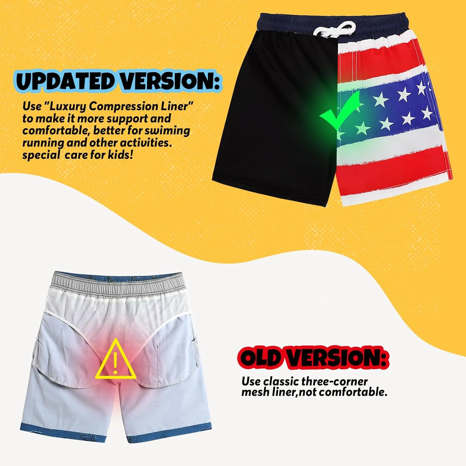 Boys Swim Trunks Bathing Suit Swim Shorts with Boxer Brief Liner Quick Dry Beach Swimsuit Compression
