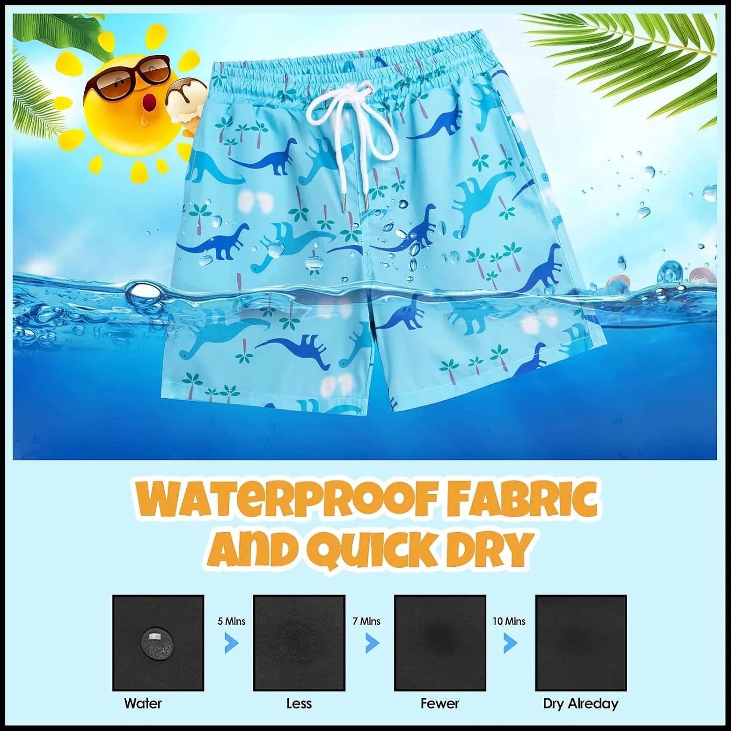 Boys Swim Trunks Bathing Suit Swim Shorts with Boxer Brief Liner Quick Dry Beach Swimsuit Compression