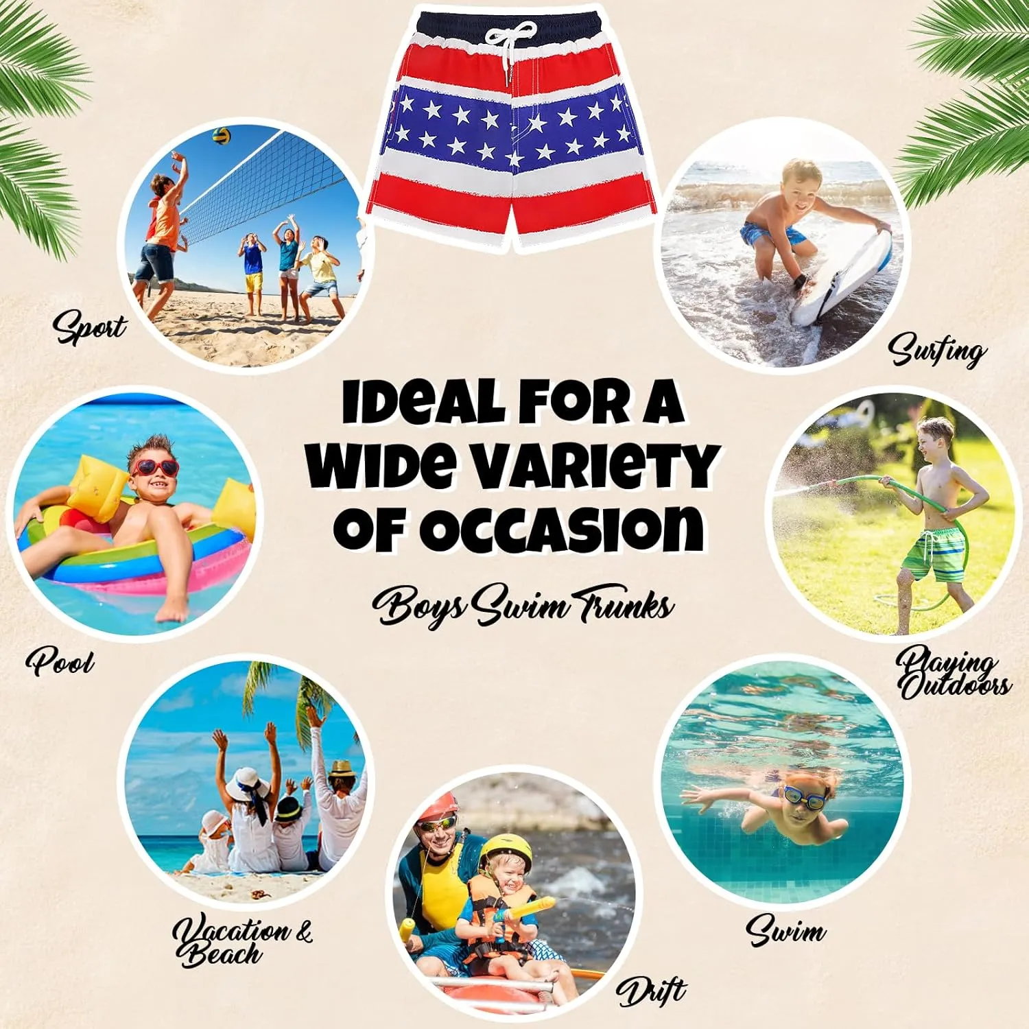 Boys Swim Trunks Bathing Suit Swim Shorts with Boxer Brief Liner Quick Dry Beach Swimsuit Compression