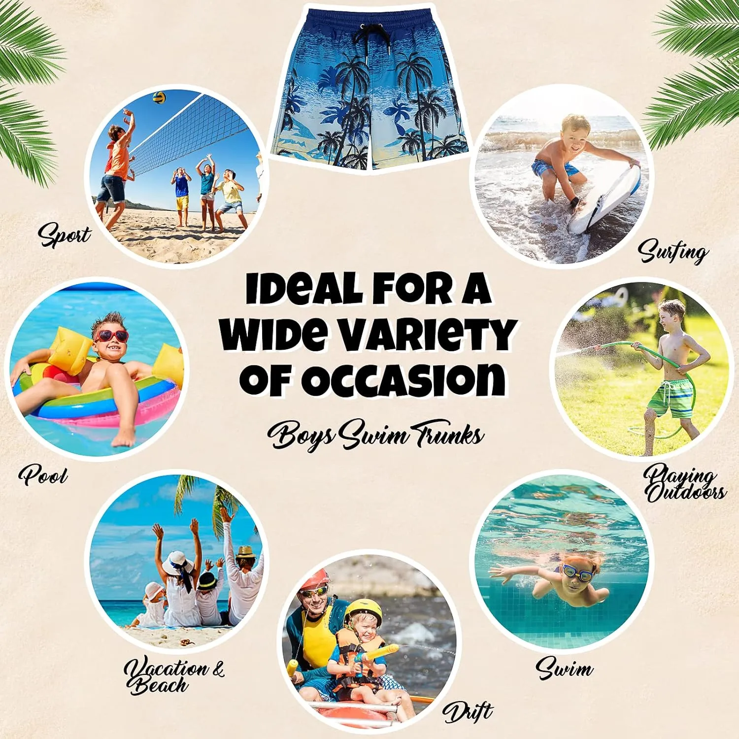Boys Swim Trunks Bathing Suit Swim Shorts with Boxer Brief Liner Quick Dry Beach Swimsuit Compression