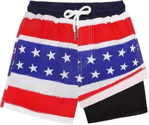 Boys Swim Trunks Bathing Suit Swim Shorts with Boxer Brief Liner Quick Dry Beach Swimsuit Compression