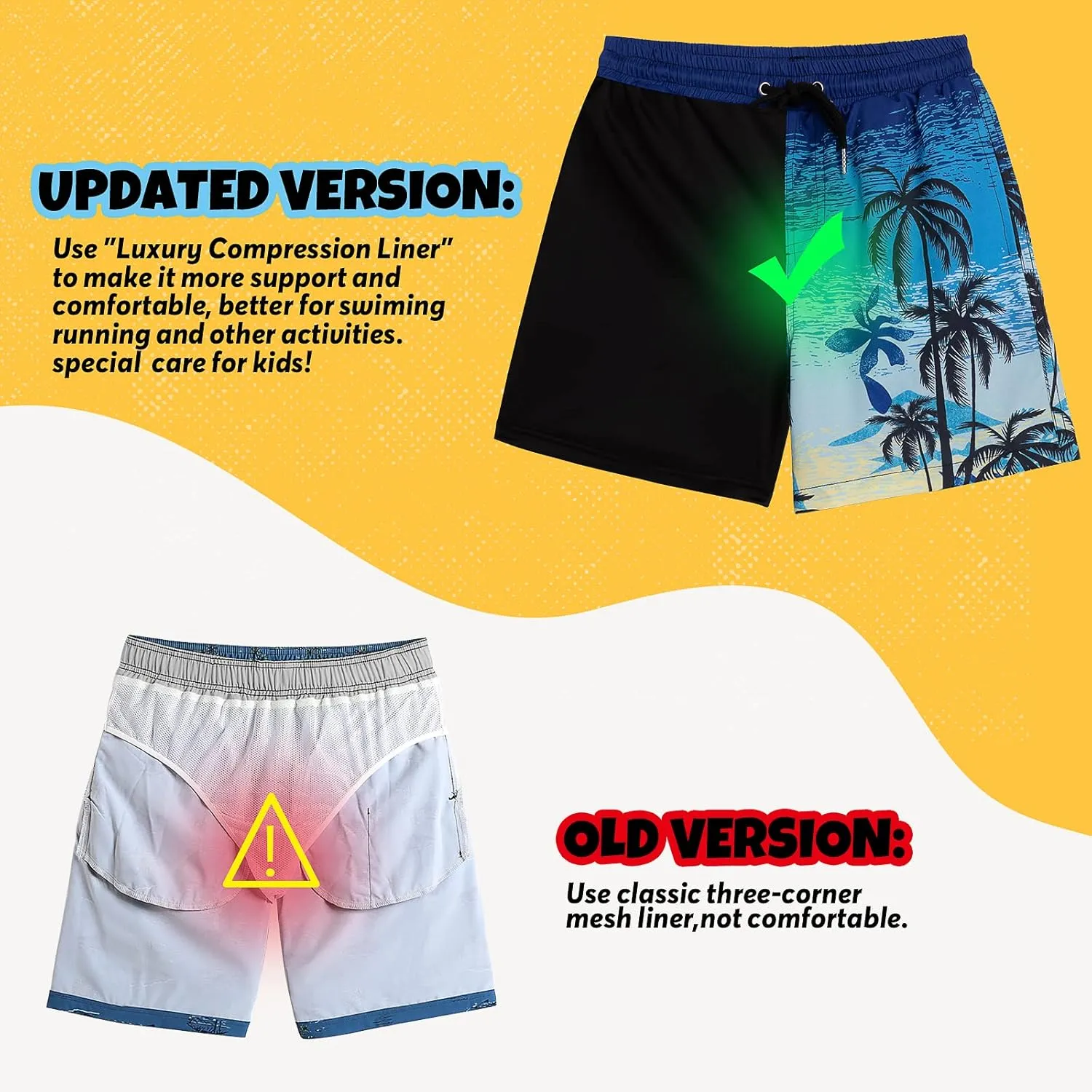 Boys Swim Trunks Bathing Suit Swim Shorts with Boxer Brief Liner Quick Dry Beach Swimsuit Compression