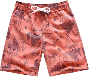 Boys Swim Trunks, Quick Dry Beach Swim Shorts Little Boys Bathing Suit Swimsuit with Mesh Lining, 3-14 Years