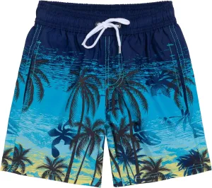 Boys Swim Trunks, Quick Dry Beach Swim Shorts Little Boys Bathing Suit Swimsuit with Mesh Lining, 3-14 Years