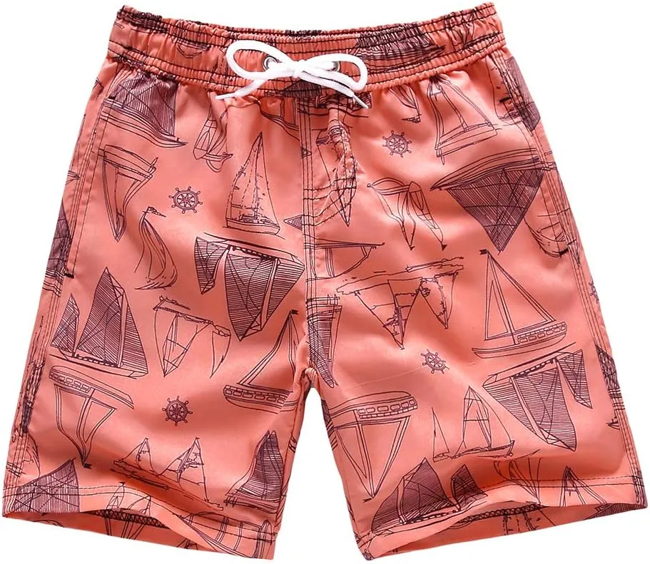 Boys Swim Trunks, Quick Dry Beach Swim Shorts Little Boys Bathing Suit Swimsuit with Mesh Lining, 3-14 Years