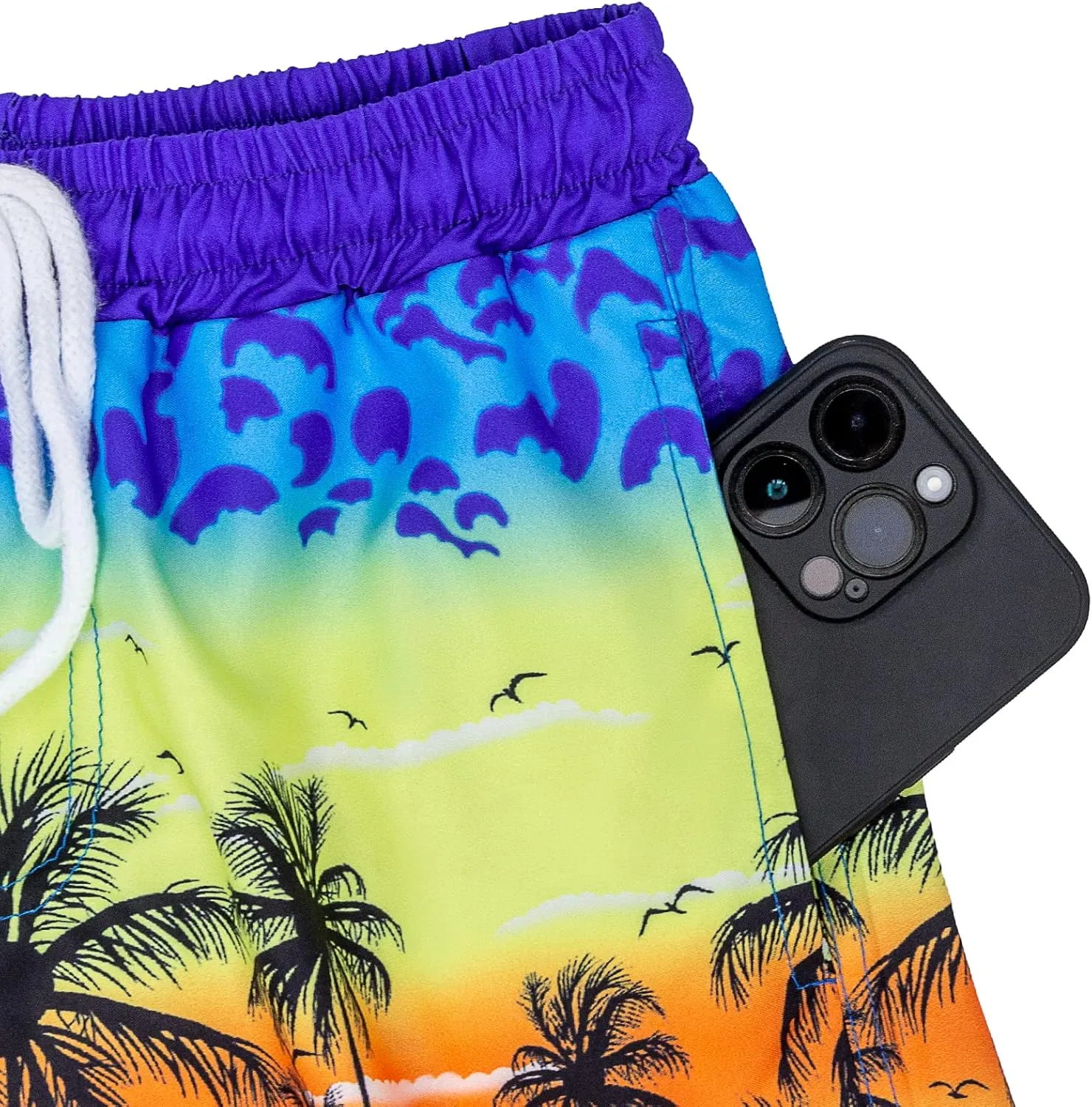 Boys Swim Trunks, Quick Dry Beach Swim Shorts Little Boys Bathing Suit Swimsuit with Mesh Lining, 3-14 Years