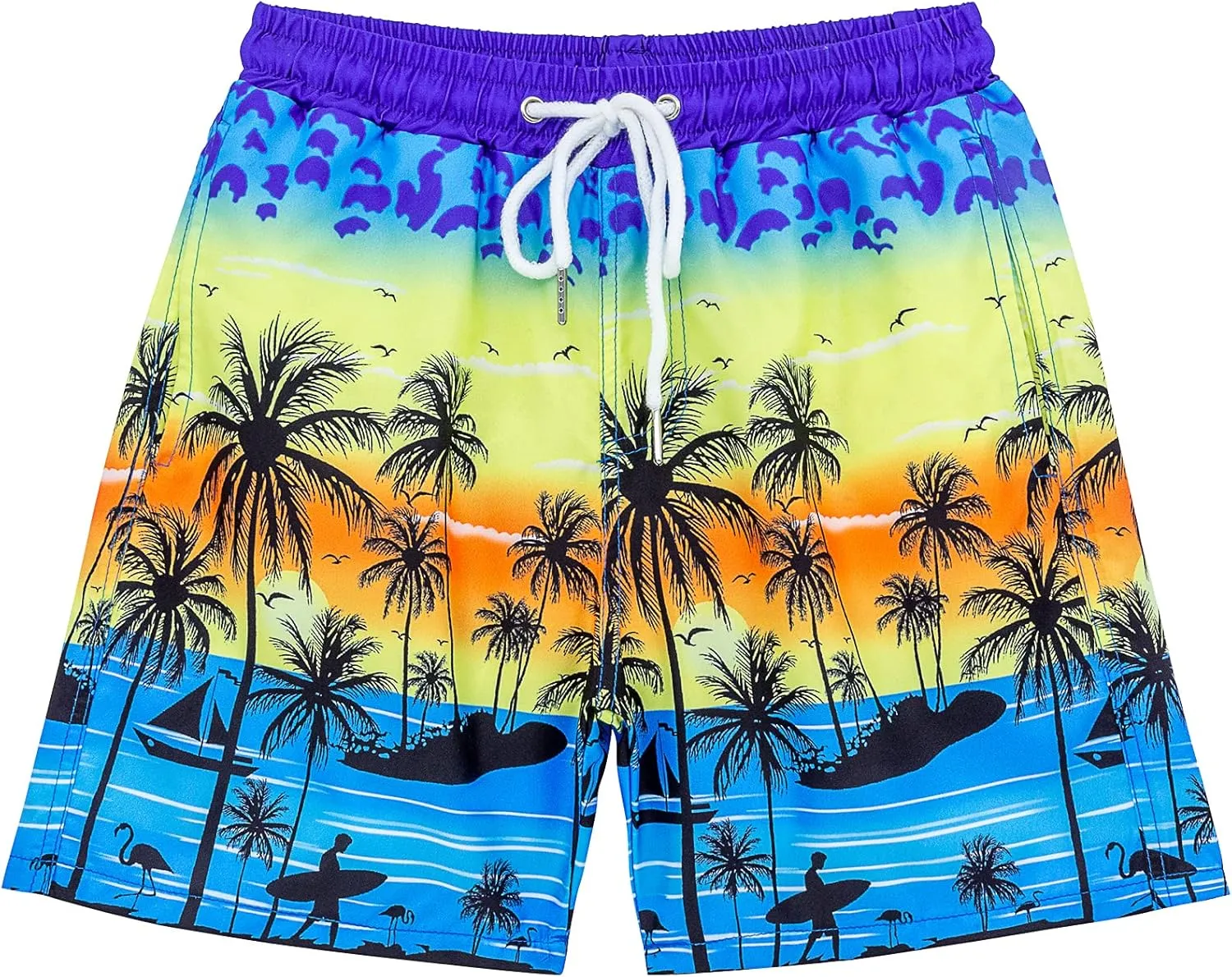 Boys Swim Trunks, Quick Dry Beach Swim Shorts Little Boys Bathing Suit Swimsuit with Mesh Lining, 3-14 Years