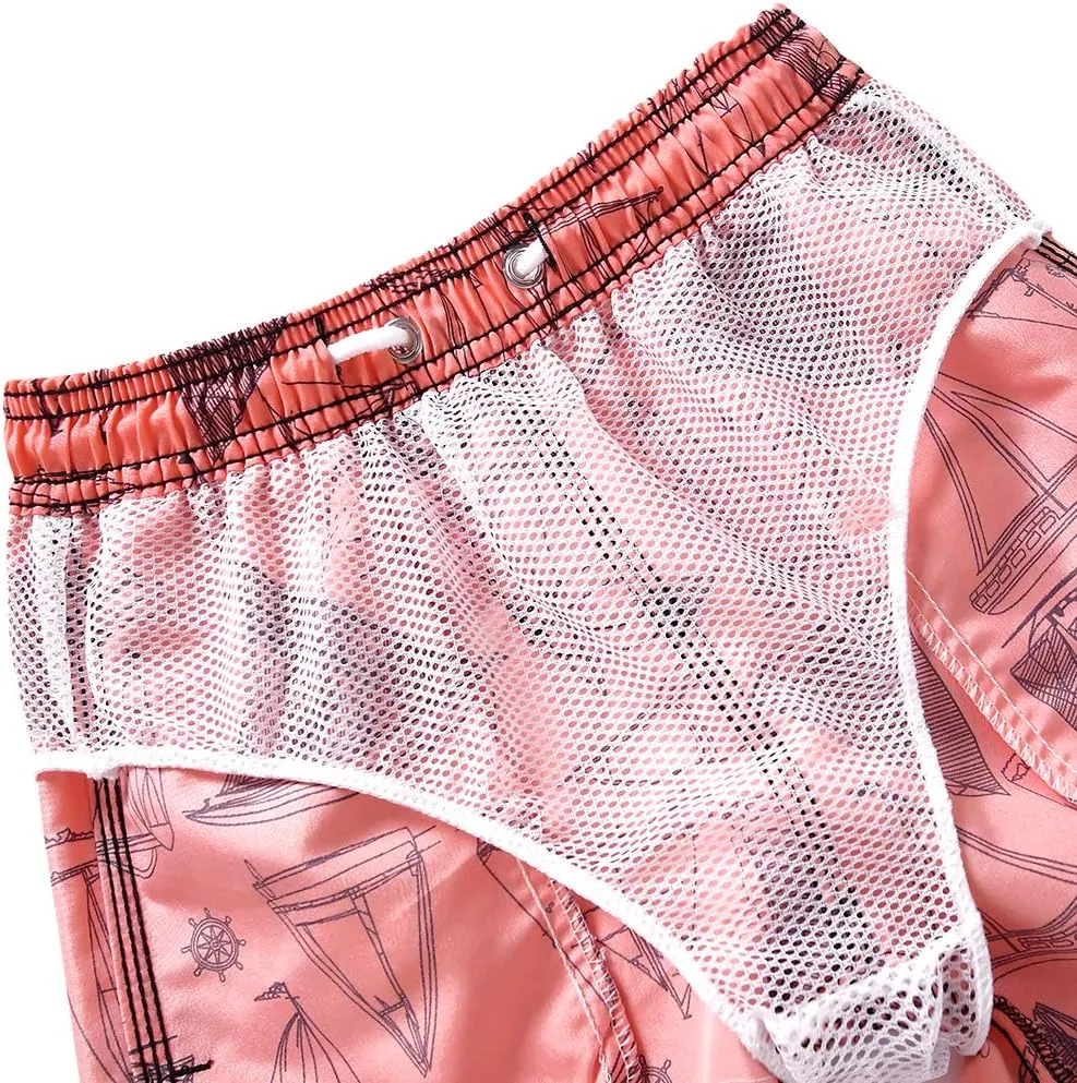 Boys Swim Trunks, Quick Dry Beach Swim Shorts Little Boys Bathing Suit Swimsuit with Mesh Lining, 3-14 Years