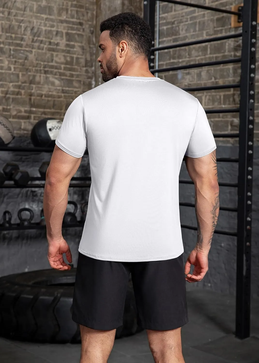 Boyzn Men's Reflective Stripe & Perforated Breathable T-Shirt - Moisture Wicking Quick Dry Gym Shirt for Running, Basketball