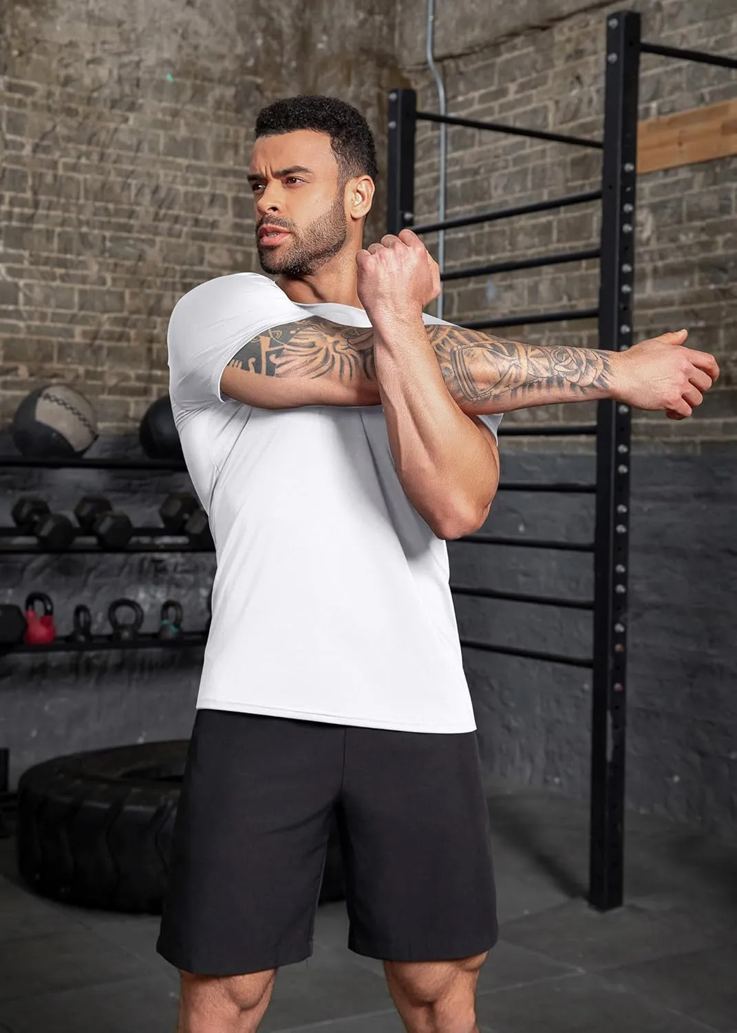 Boyzn Men's Reflective Stripe & Perforated Breathable T-Shirt - Moisture Wicking Quick Dry Gym Shirt for Running, Basketball