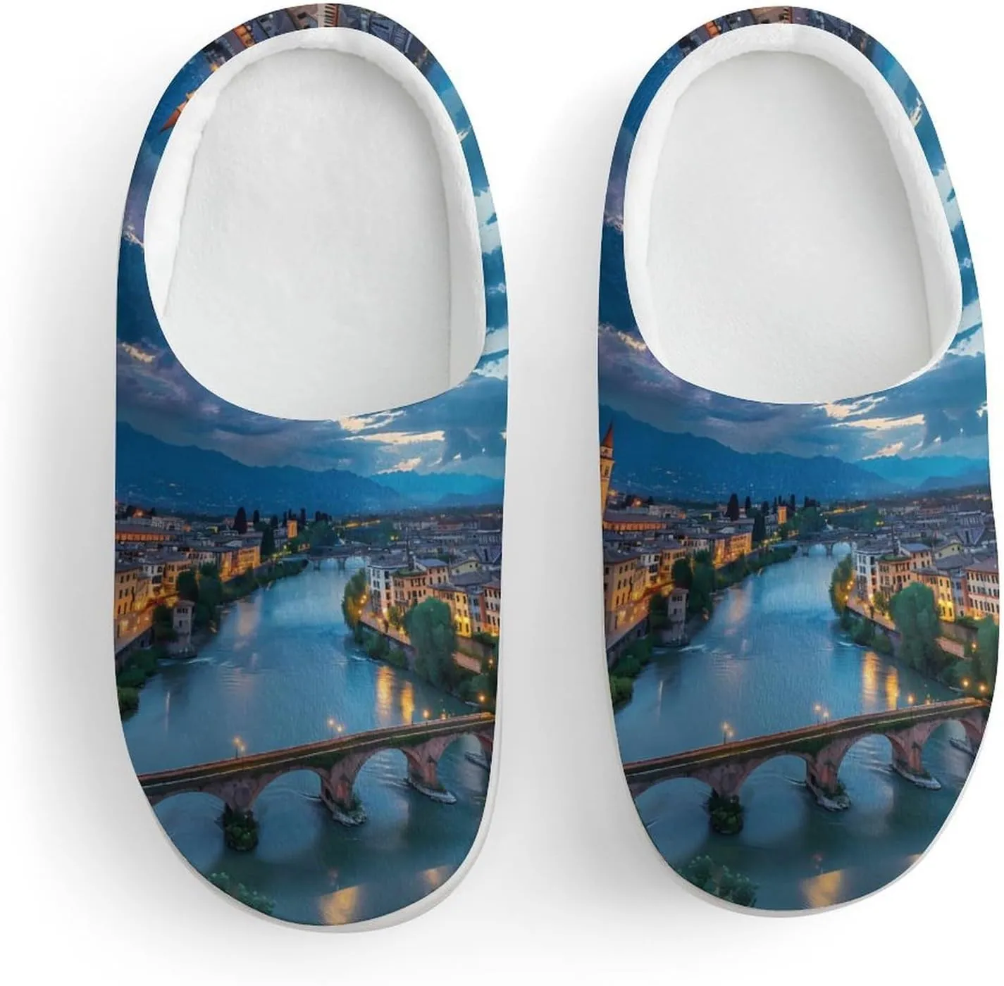 Bridge Ponte Degli Alpini at River Brenta Kids Toddler Cotton Slippers Slip-on House Shoes for Bedroom Indoor Outdoor
