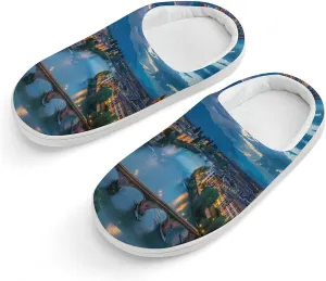 Bridge Ponte Degli Alpini at River Brenta Kids Toddler Cotton Slippers Slip-on House Shoes for Bedroom Indoor Outdoor