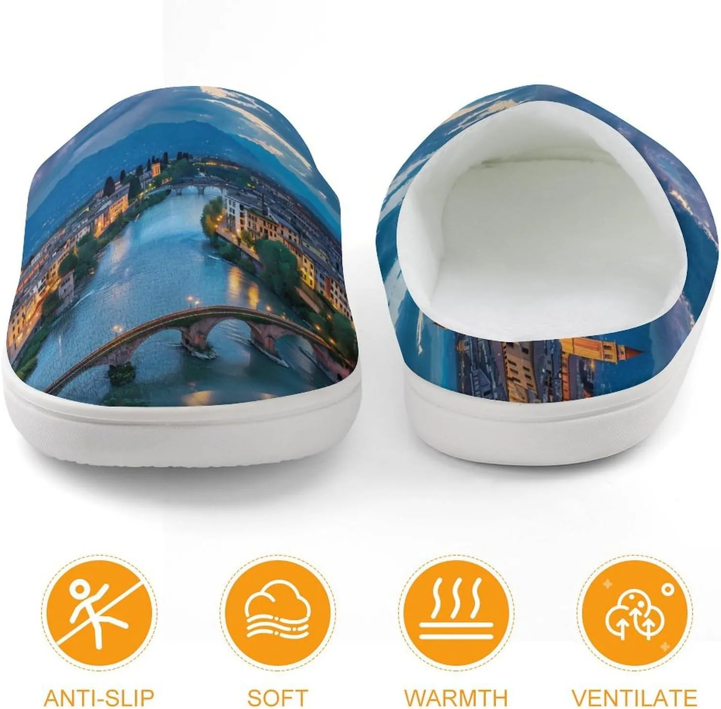 Bridge Ponte Degli Alpini at River Brenta Kids Toddler Cotton Slippers Slip-on House Shoes for Bedroom Indoor Outdoor