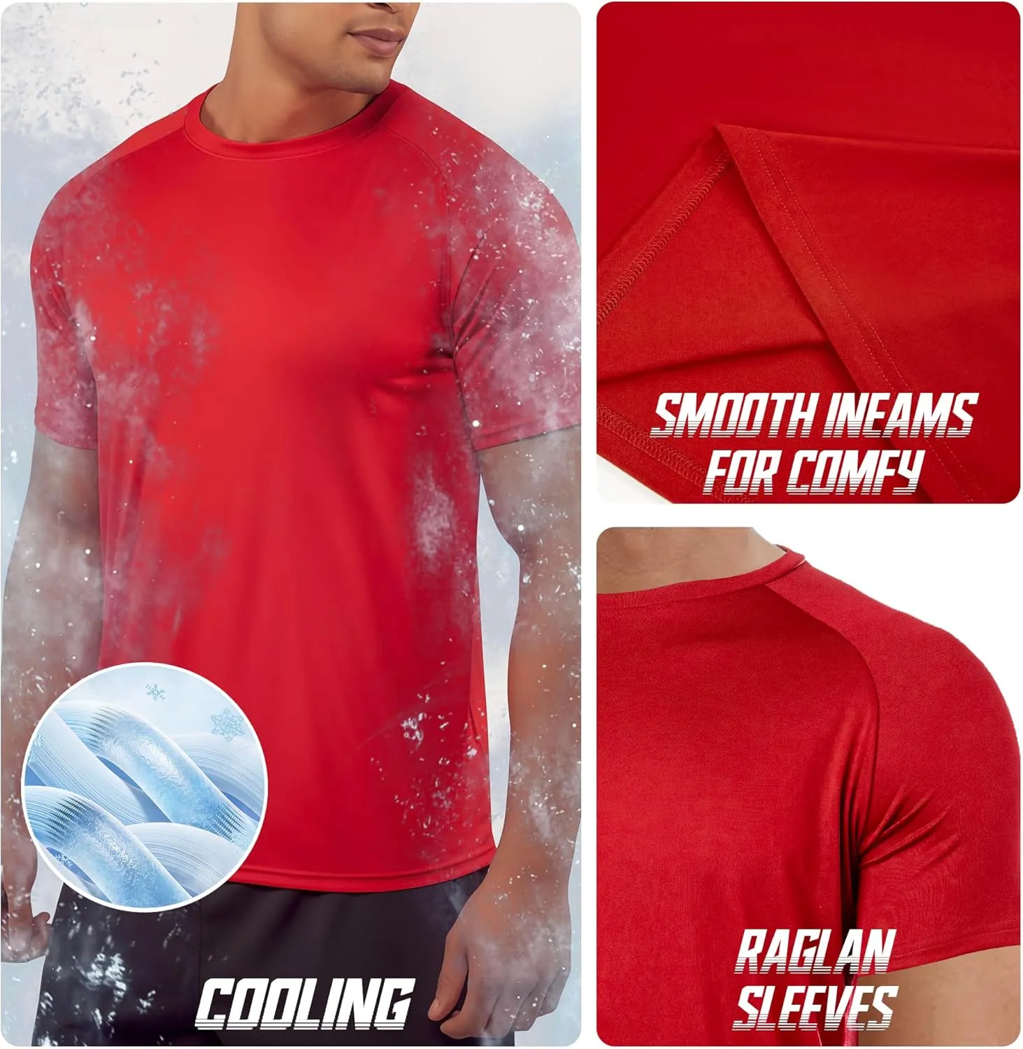 BRISIRA Coolmax Cooling Workout Shirts for Men Quick Dry Fit Moisture Wicking Gym Tshirts Athletic Active Short Sleeve Tees