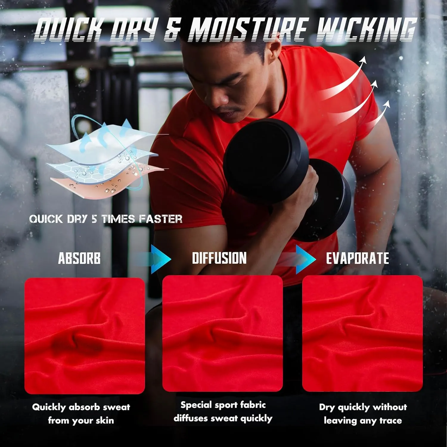 BRISIRA Coolmax Cooling Workout Shirts for Men Quick Dry Fit Moisture Wicking Gym Tshirts Athletic Active Short Sleeve Tees