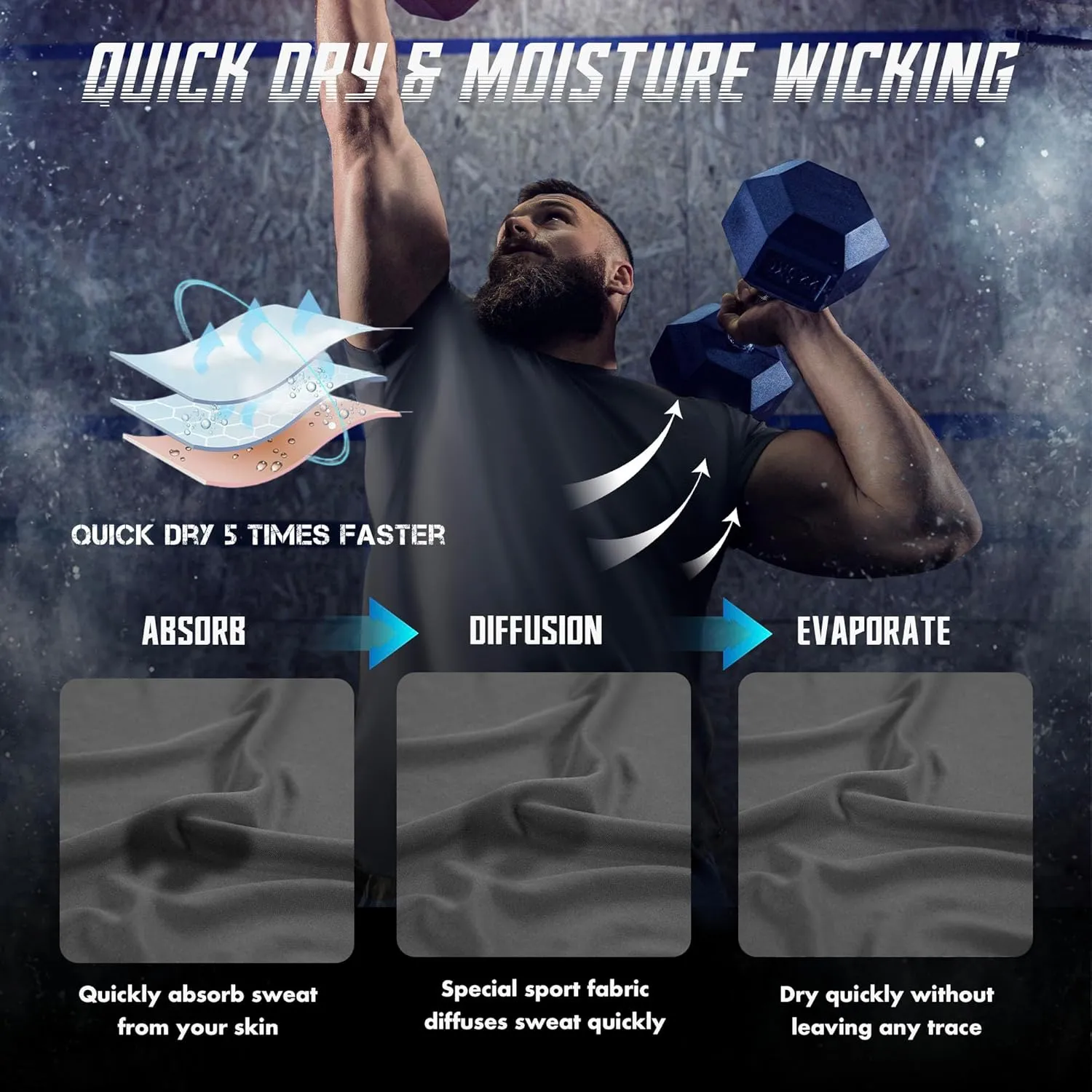 BRISIRA Coolmax Cooling Workout Shirts for Men Quick Dry Moisture Wicking Gym Tshirts Athletic Active Short Sleeve Tees