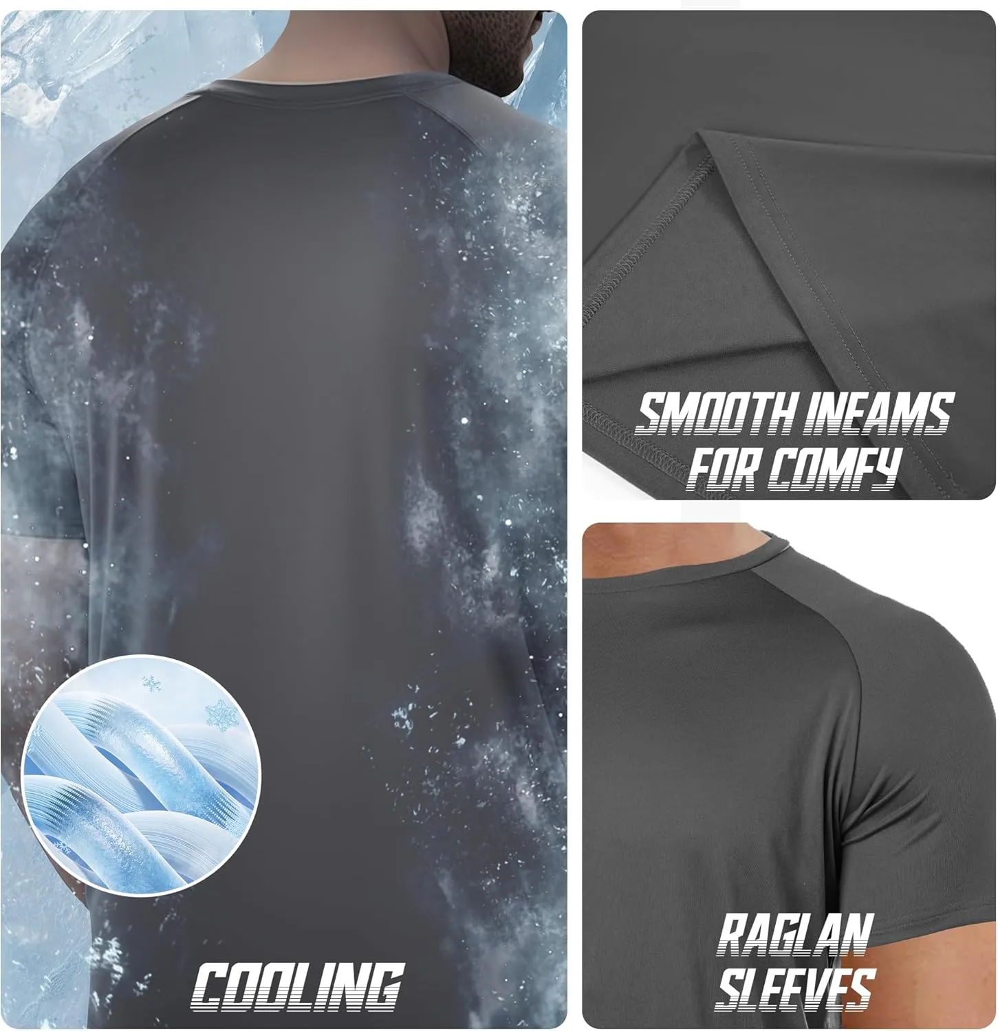 BRISIRA Coolmax Cooling Workout Shirts for Men Quick Dry Moisture Wicking Gym Tshirts Athletic Active Short Sleeve Tees