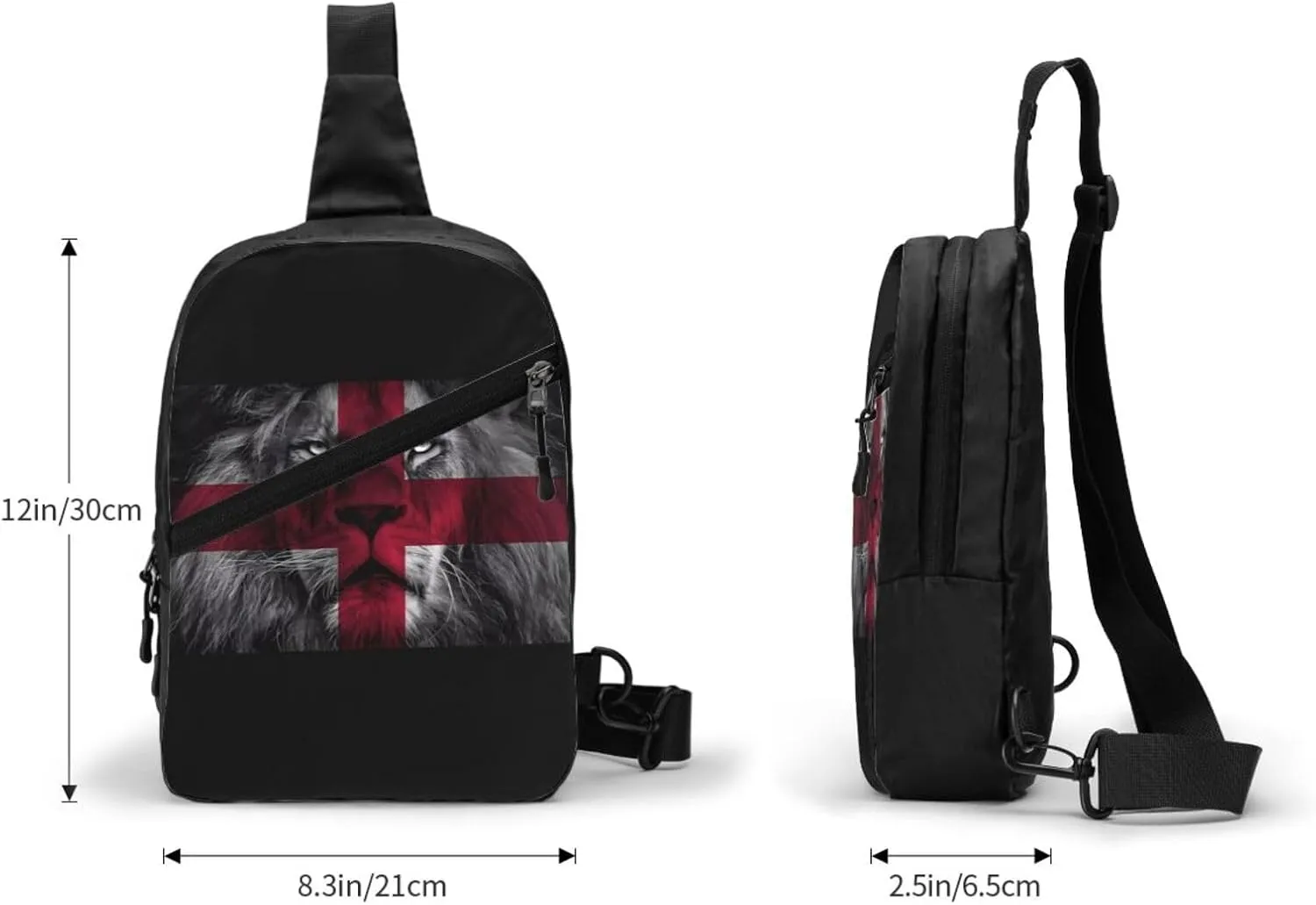 British England UK English Lion Flag Crossbody Bag Portable Sling Bags Foldable Chest Daypack Reusable Sports Shoulder Backpack Diagonally Casual Rucksack Travel Bag