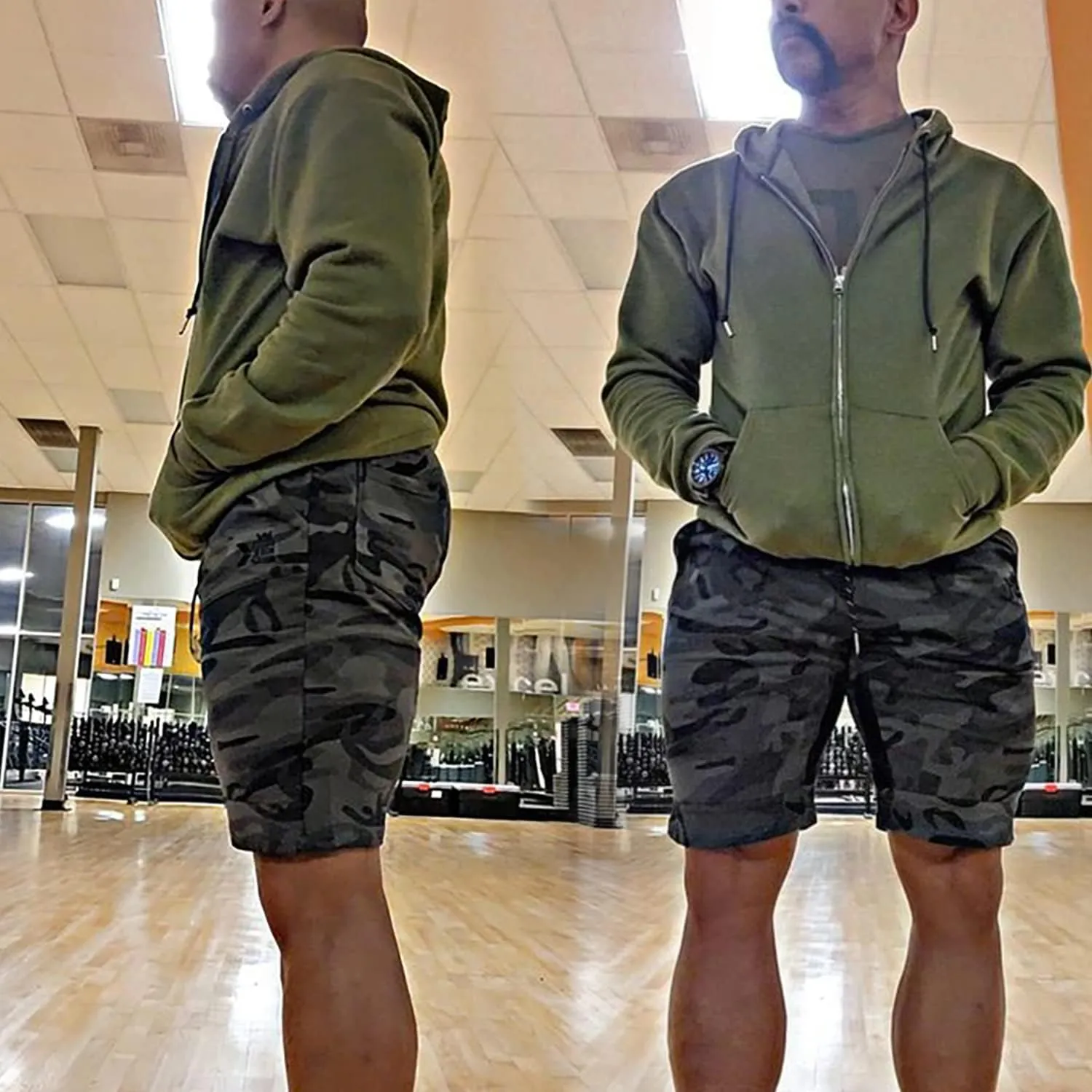 BROKIG Mens Thighs Mesh Gym Workout Shorts, Bodybuilding Slim Athletic Running Shorts for Men with Zipper Pockets