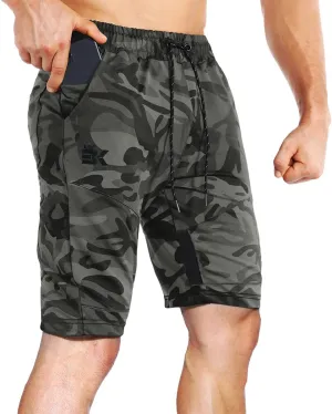 BROKIG Mens Thighs Mesh Gym Workout Shorts, Bodybuilding Slim Athletic Running Shorts for Men with Zipper Pockets