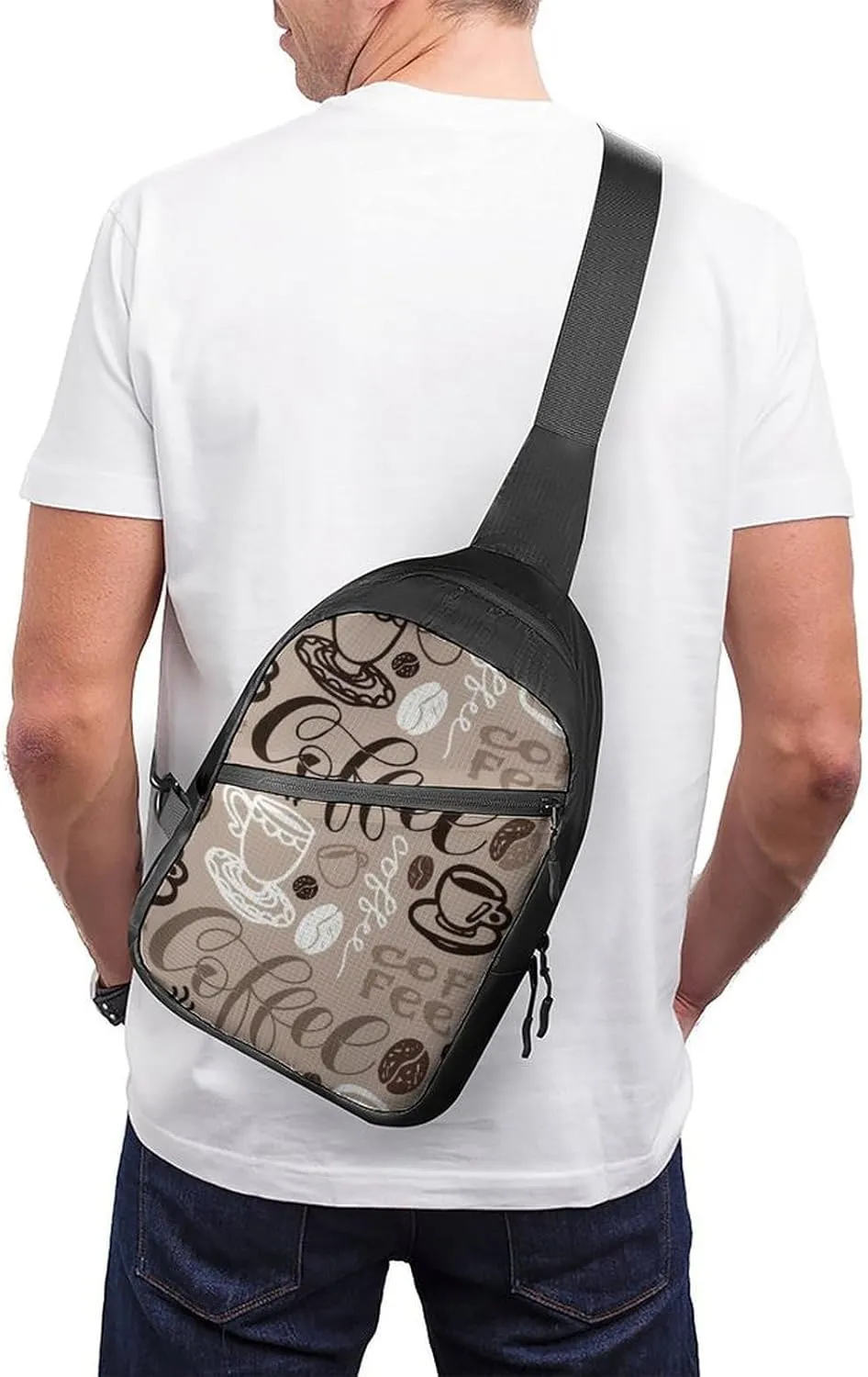Brown Coffee Maker Beans Theme Foldable And Space Saving Chest Bag, Large Capacity And Portable Chest Bag