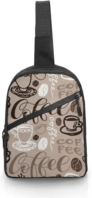 Brown Coffee Maker Beans Theme Foldable And Space Saving Chest Bag, Large Capacity And Portable Chest Bag